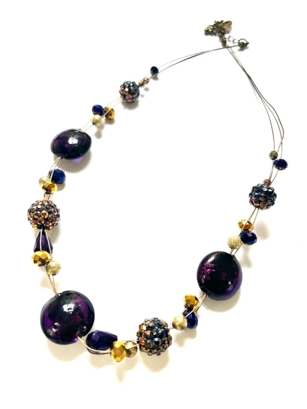 Purple and Gold Beaded Women's Necklace